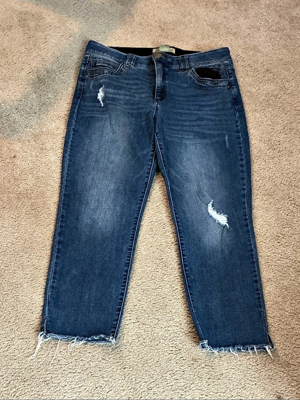 Democracy "Ab"solution Cropped Distressed  Jeans Blue Waist 12